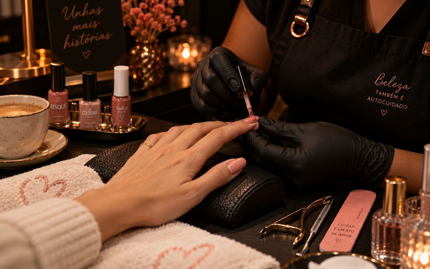 Manicure pintando unhas