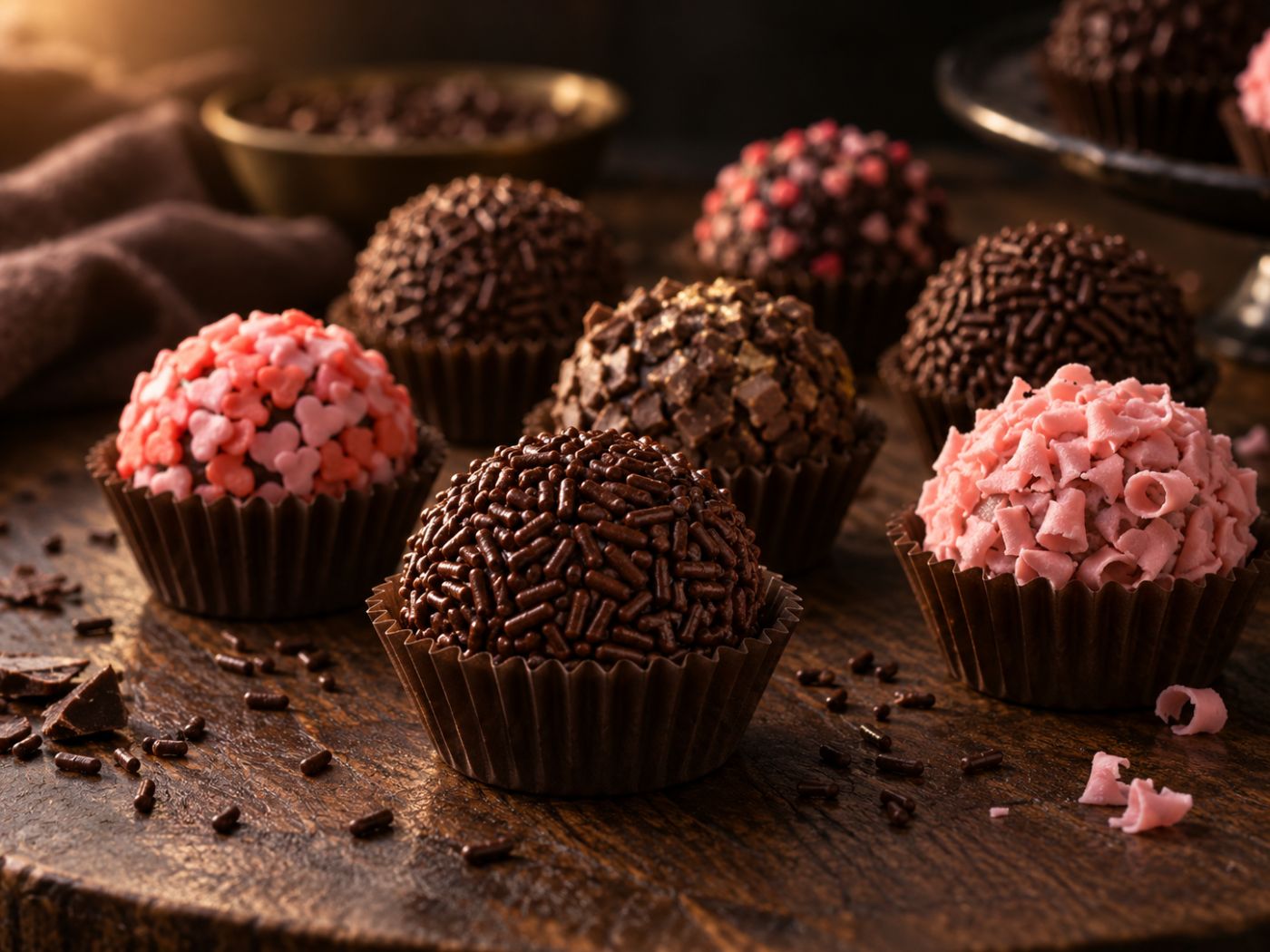 Brigadeiros gourmet na mesa